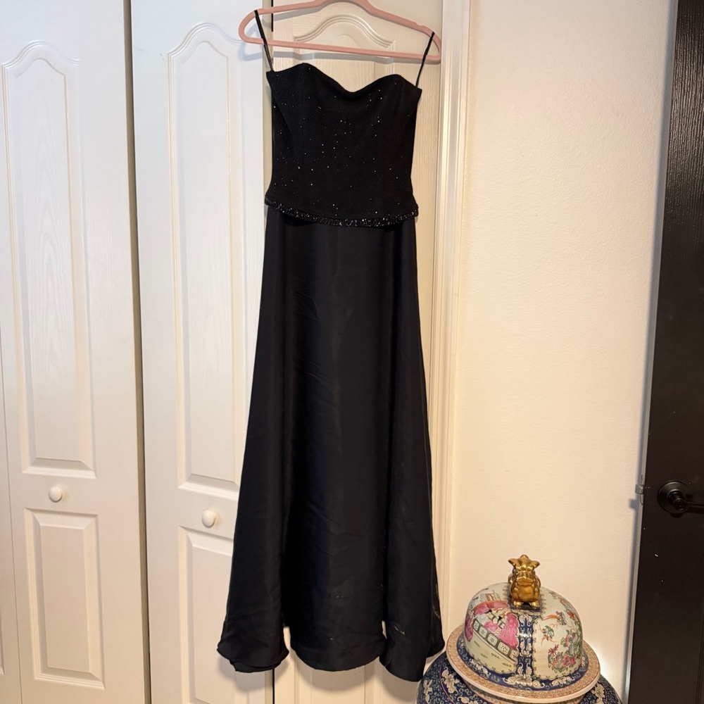 Scott McClintock Black Strapless Beaded Maxi Dress